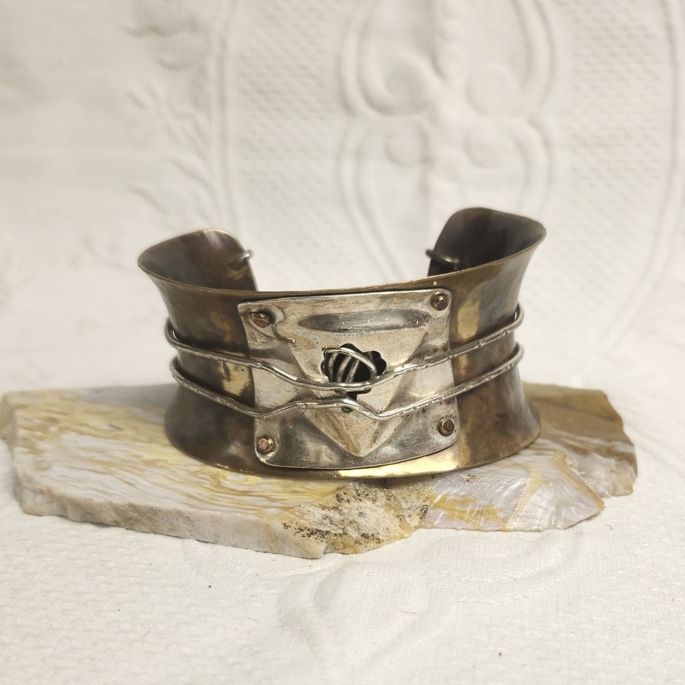 Silver and Bronze Cuff Bracelet